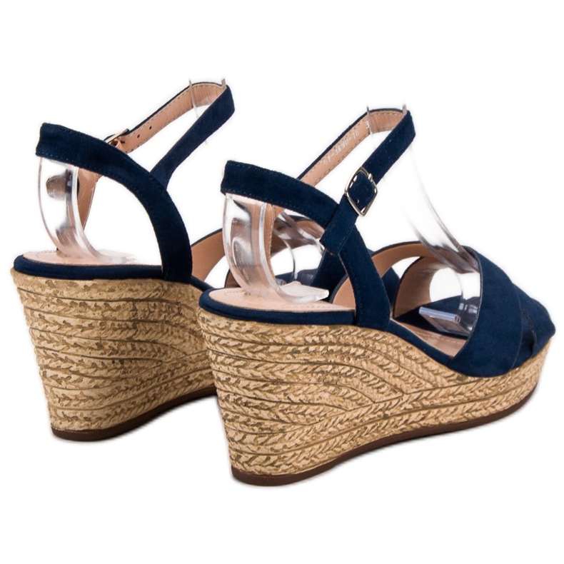 Best Shoes Navy Blue Sandals On Wedge kék 1