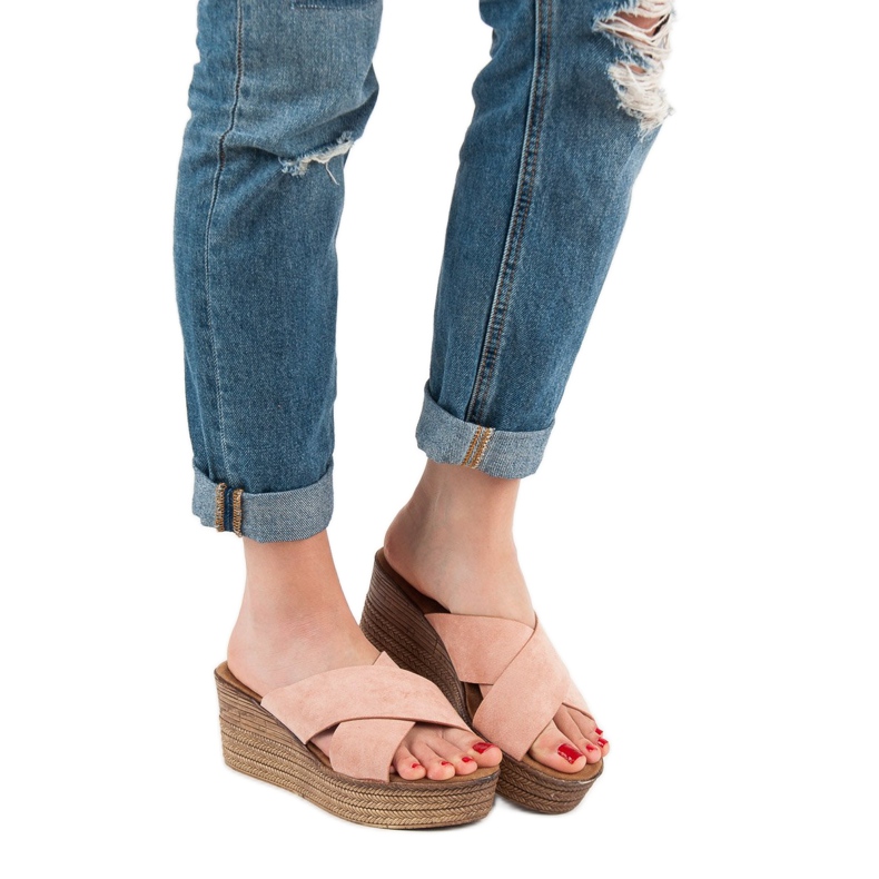 SHELOVET Por ék papucs rózsaszín 2