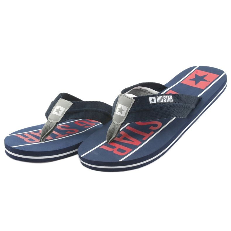 Férfi Big Star 174658 sötétkék papucs fehér piros 3