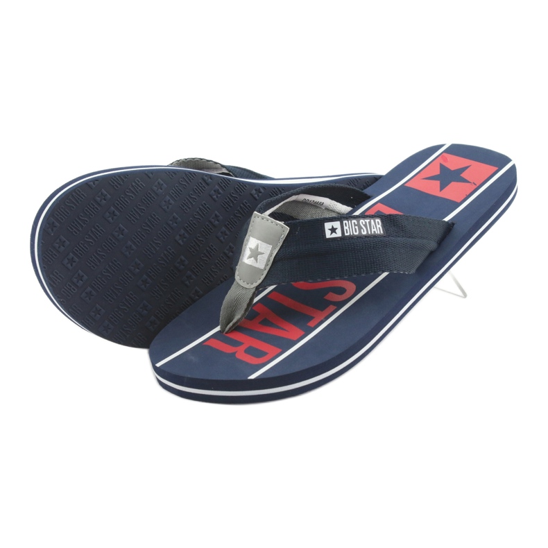 Férfi Big Star 174658 sötétkék papucs fehér piros 4