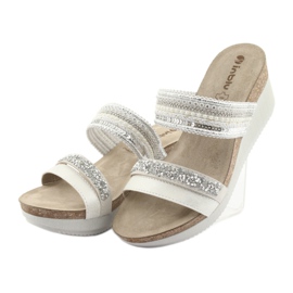 INBLU EN010 ezüst ék papucs fehér szürke 3