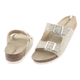 Női bézs színű Inblu NM013 papucs ezüst részecskékkel barna szürke 4