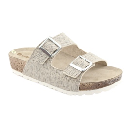 Női bézs színű Inblu NM013 papucs ezüst részecskékkel barna szürke 1