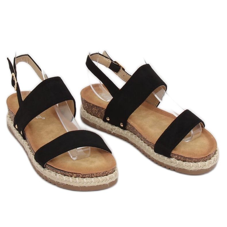 Fekete szandál parafa talpon CH-118 Black 2