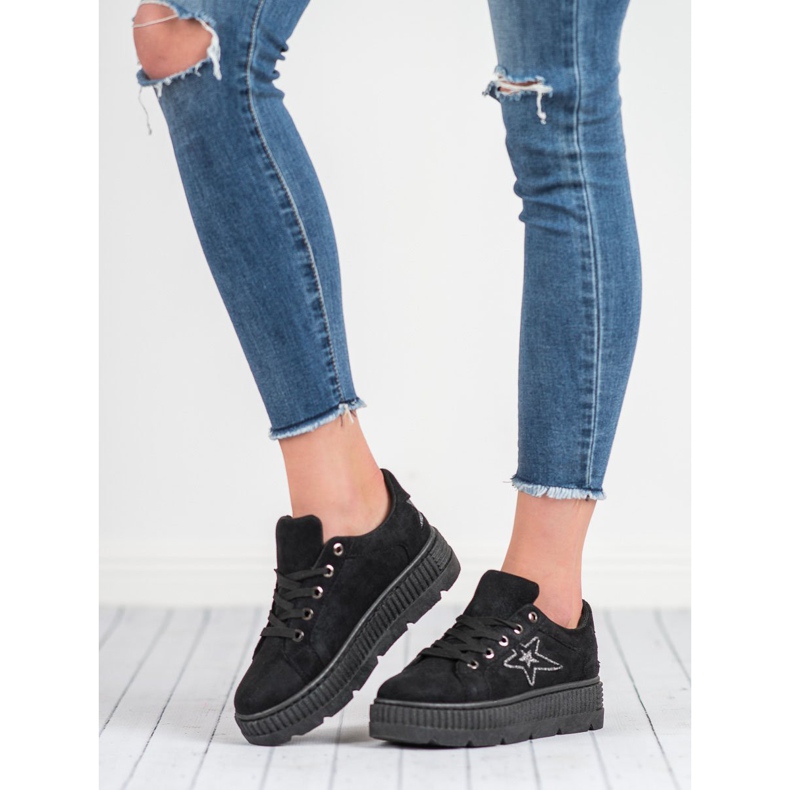 SHELOVET Suede Creepers fekete 1