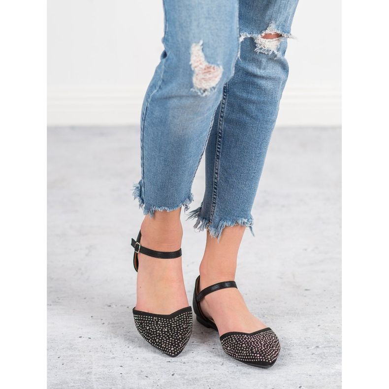 Primavera Rögzített balerinák köbcirkóniával fekete 1