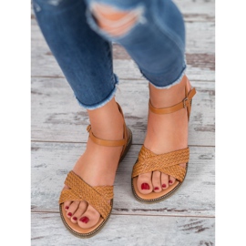 SHELOVET Teves szandál barna 2