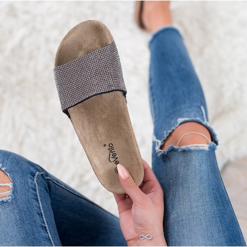 Evento Papucs kristályokkal szürke 1 Evento Papucs kristályokkal szürke 1