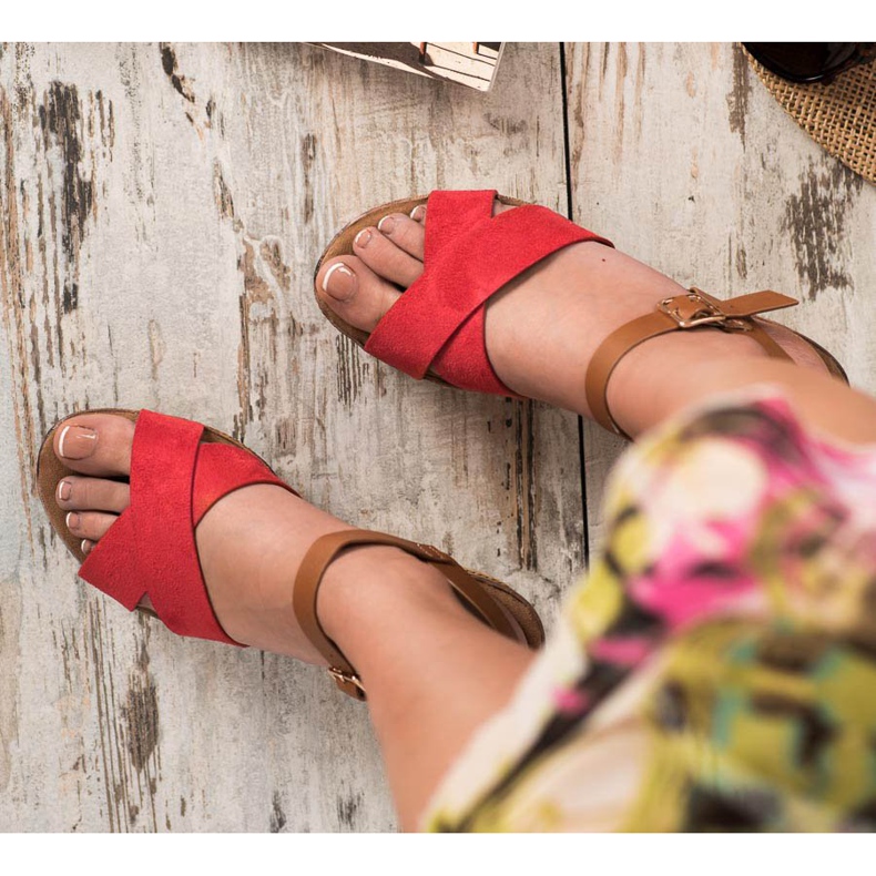 Primavera Wedge szandál barna piros 1