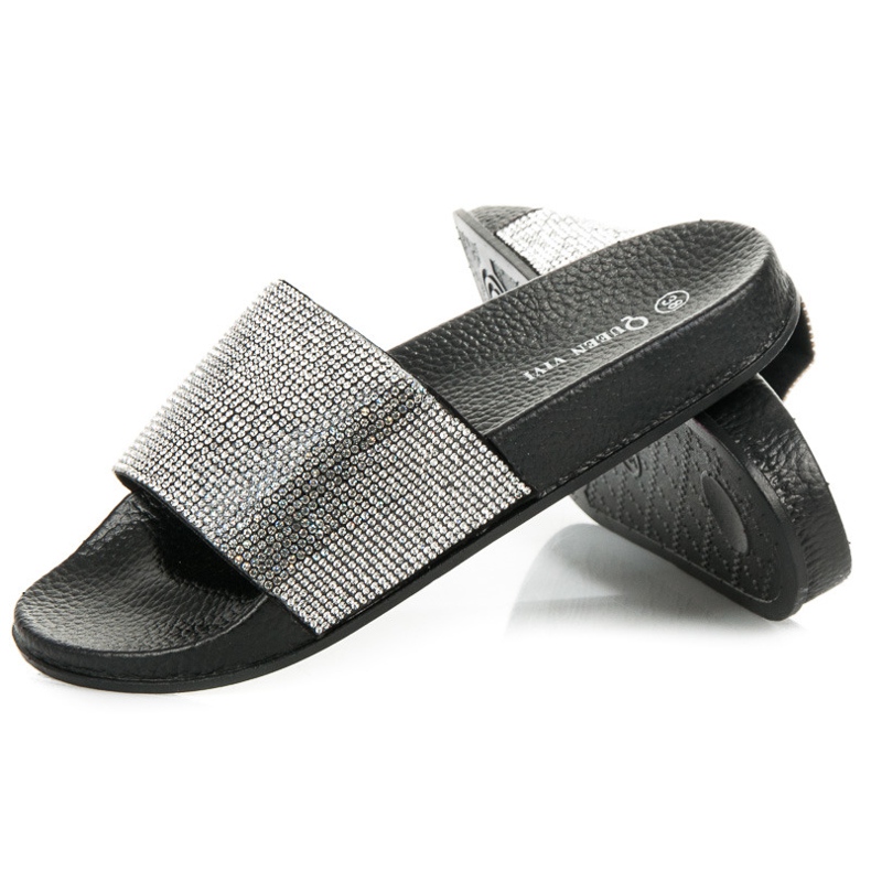 Queen Vivi Papucs kristályokkal fekete 1