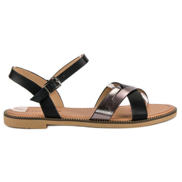 L. Lux. Shoes Stílusos fekete szandál 1