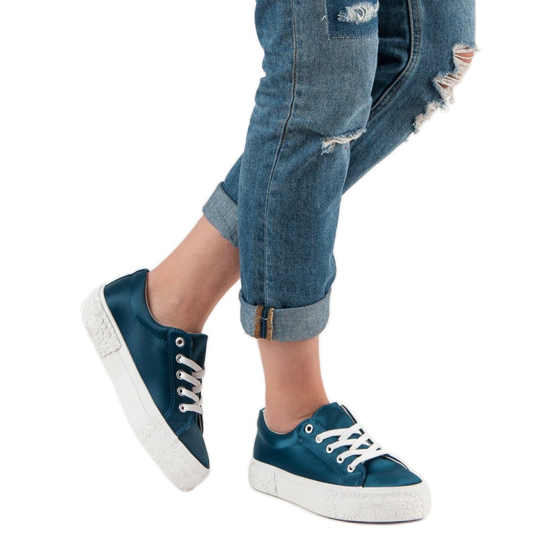 Kylie Szatén cipők a platformon kék 1