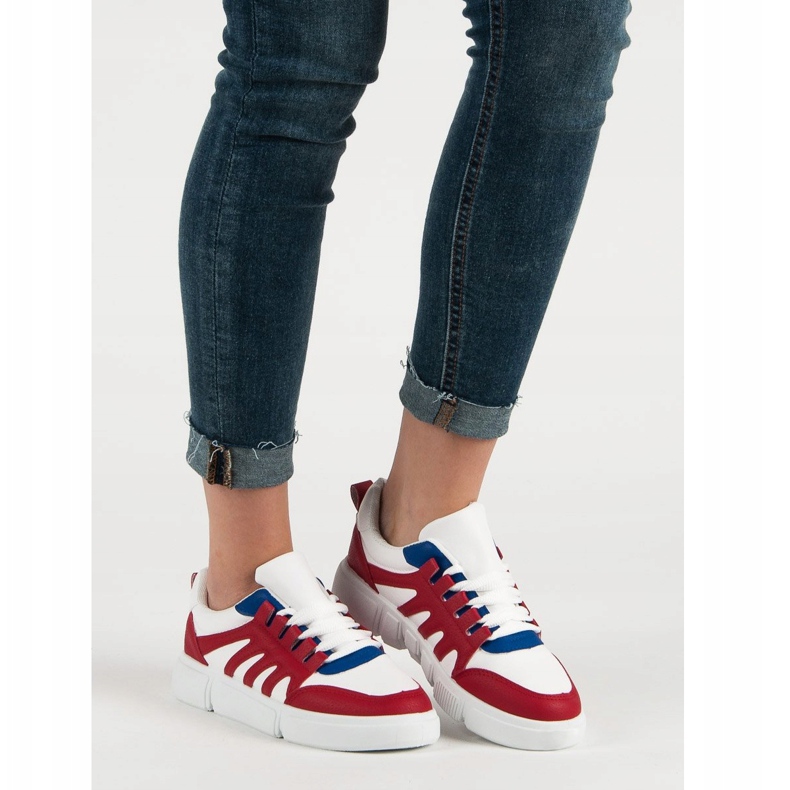 SHELOVET Kényelmes sportcipő fehér piros 1