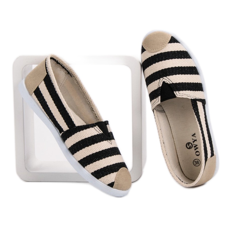 Csíkos Slipons fekete barna 2