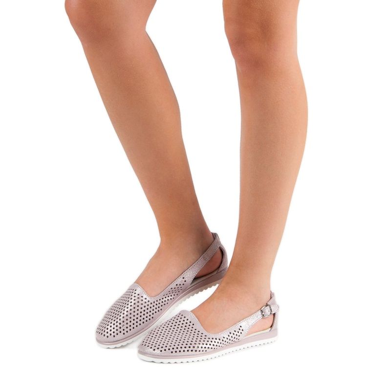 Bőr VINCEZA balerinák rózsaszín 1