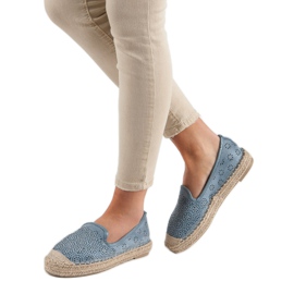 Velúr áttört espadrillák kék 1