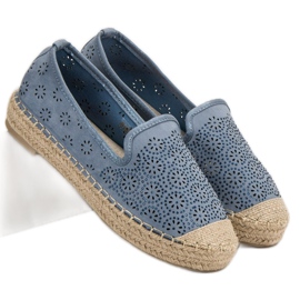 Velúr áttört espadrillák kék 2