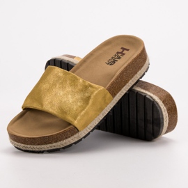 Kylie Fényes mustárpapucs sárga 2