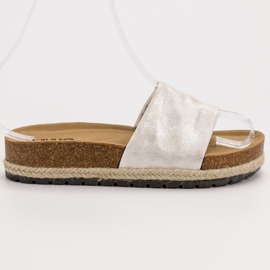 Kylie Fényes ezüst papucs szürke 2