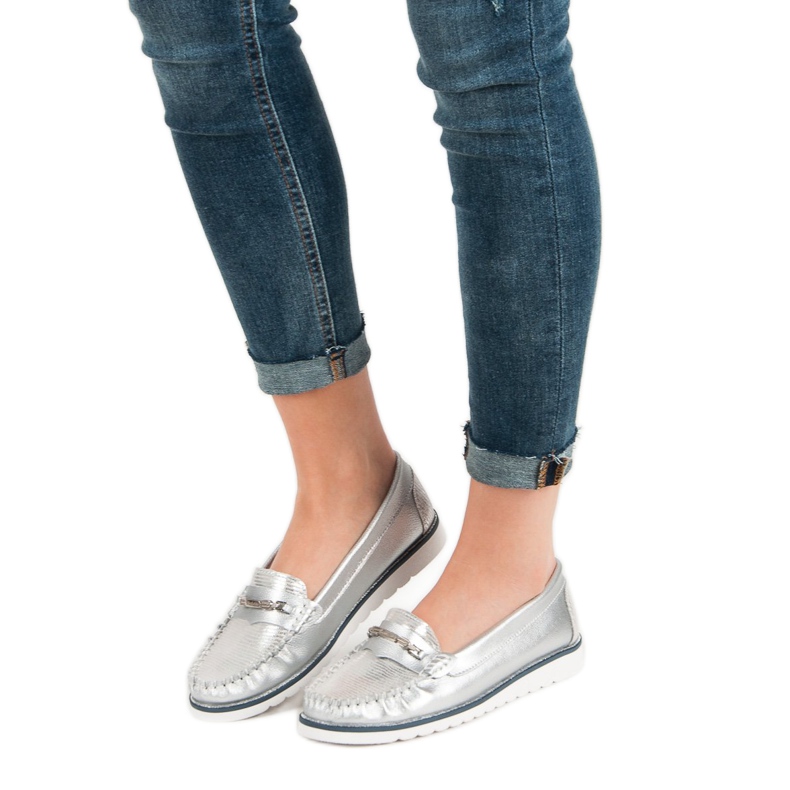 Filippo Kényelmes bőr cipők szürke 2