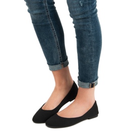Ideal Shoes Fekete textil balerinák 2