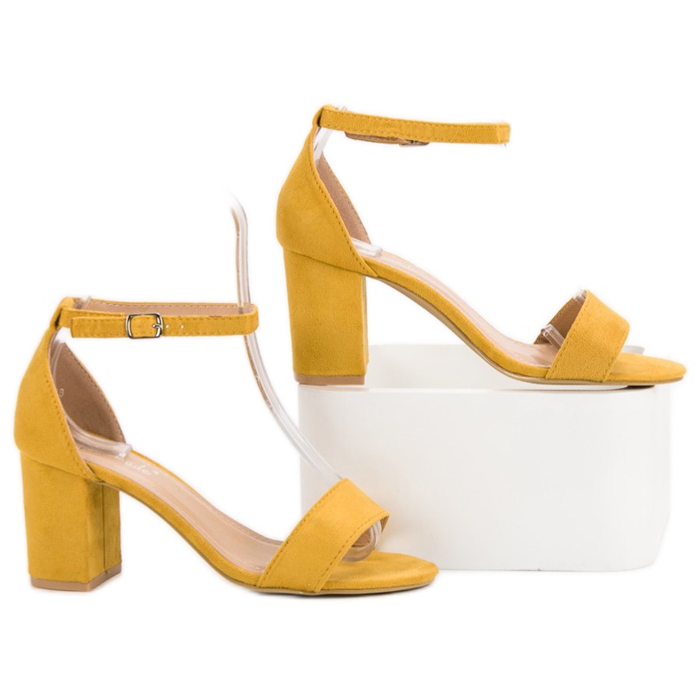 Super Mode Elegáns velúr szandál sárga 1