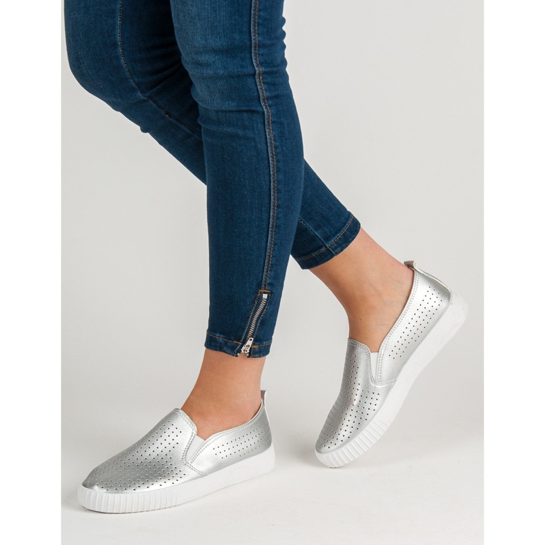 SHELOVET Áttört sliponok szürke 2