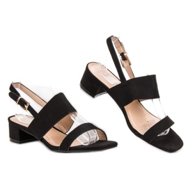 Small Swan Kényelmes magas sarkú szandál fekete 2