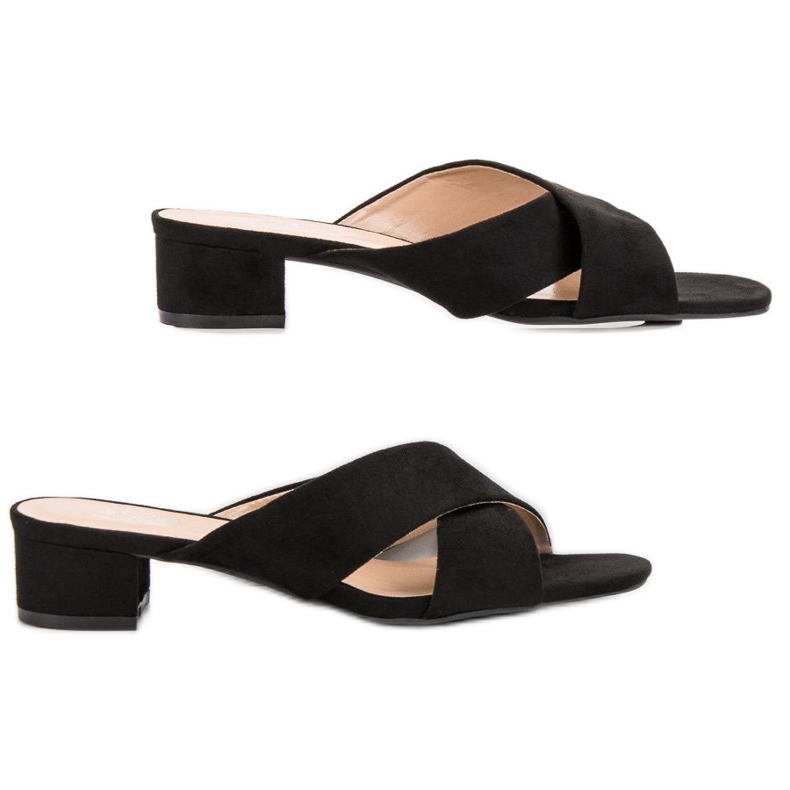 Small Swan Elegáns velúr papucs fekete 1