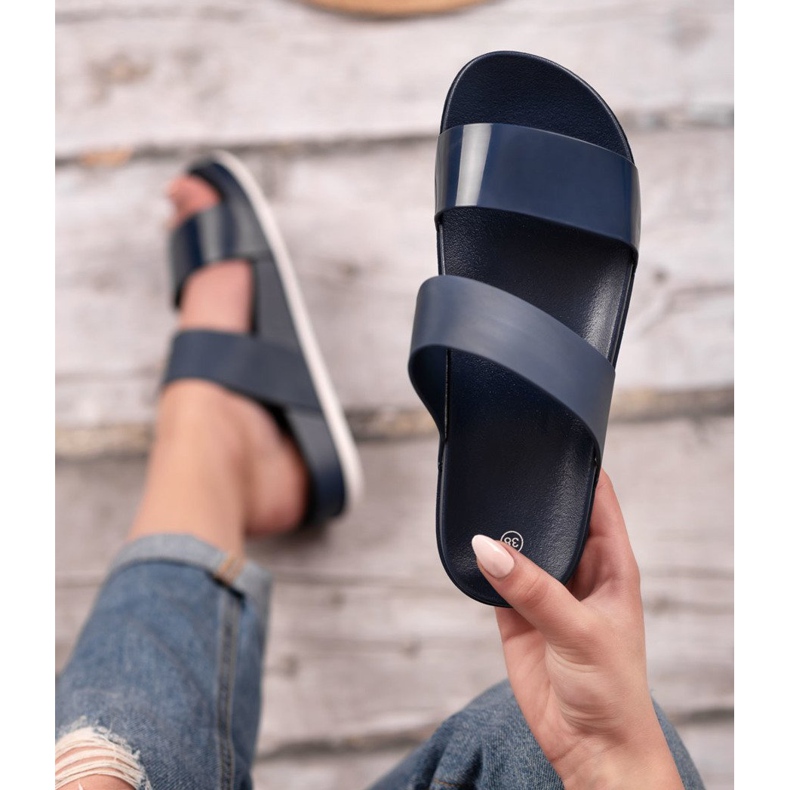 SHELOVET Kényelmes, sötétkék papucs 2