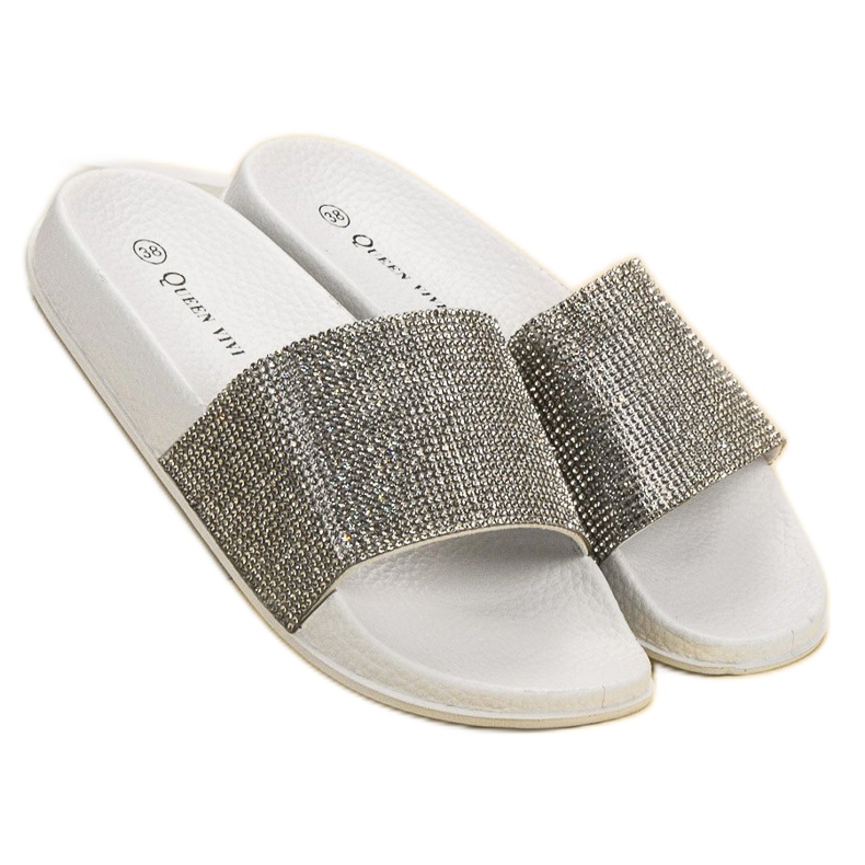 Queen Vivi Papucs kristályokkal fehér 1