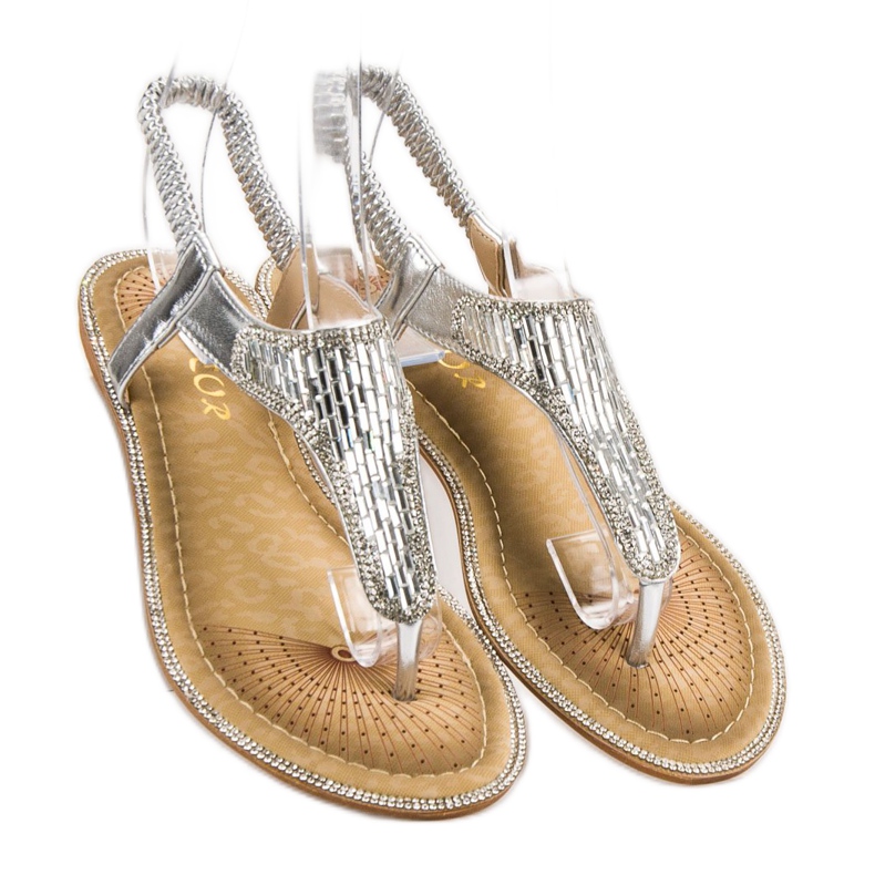 Encor Szandál Kristályokkal szürke 1