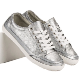 Filippo Ezüst bőr cipők szürke 1