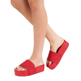 Anesia Paris Velúr papucs a platformon piros 2