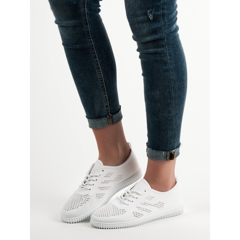 SHELOVET Textil fűzős lábbeli fehér 1