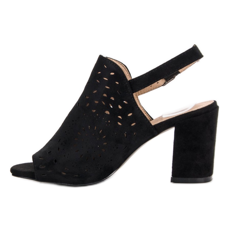 SHELOVET Velúr zárt szandál fekete 2