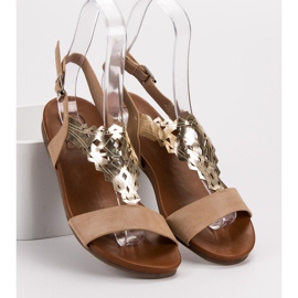 Kylie Stílusos lapos szandál bézs 2