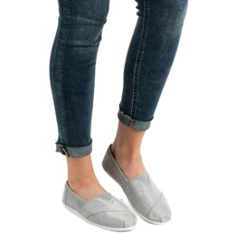 SHELOVET Glitter Slip On cipők szürke 1