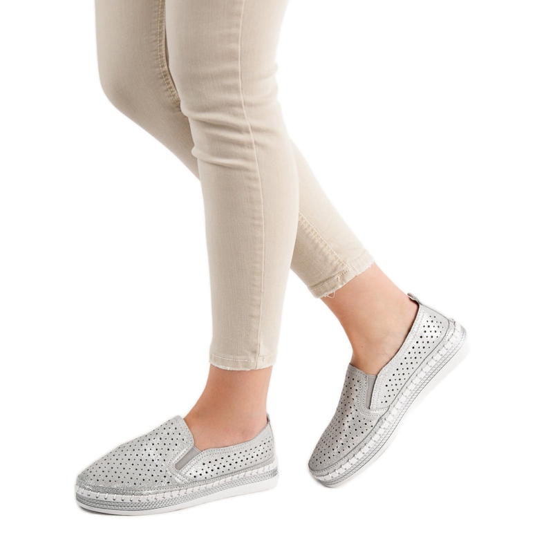 Goodin Ezüst bőr cipők szürke 1