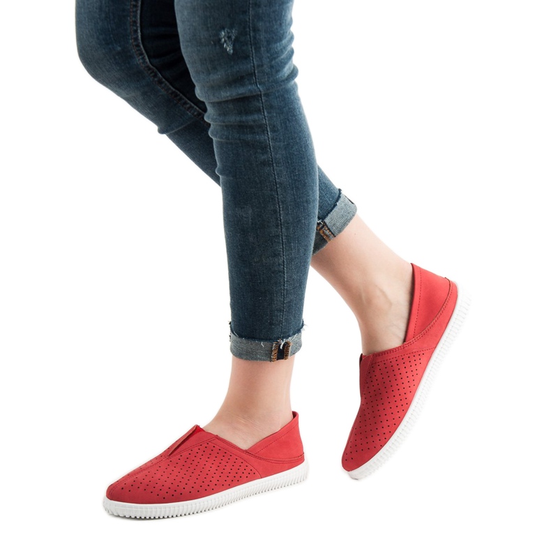 Super Mode Kényelmes csúszós cipők piros 1