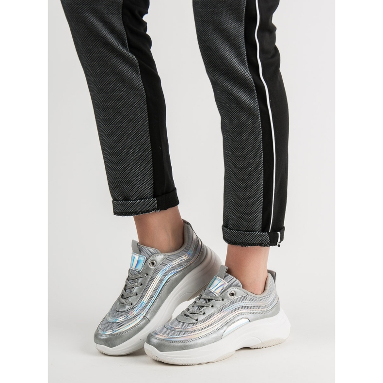 SHELOVET Cipők a platformon szürke 2