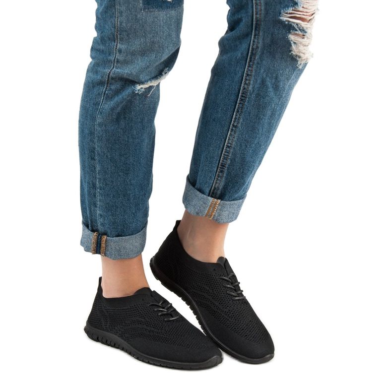 SHELOVET Textil fűzős lábbeli fekete 1 SHELOVET Textil fűzős lábbeli fekete 1