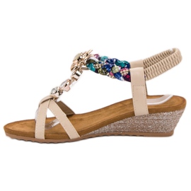 SHELOVET Szandál Díszekkel barna 2