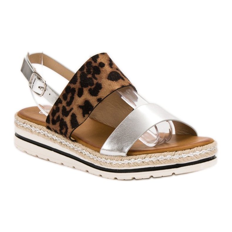 SHELOVET Kényelmes szandál barna szürke 1