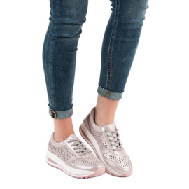 Filippo Brokát bőr cipő rózsaszín 2