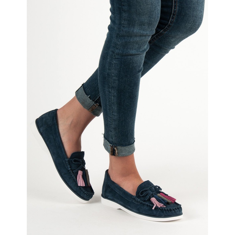 Filippo Bőrcipők szegéllyel kék 1