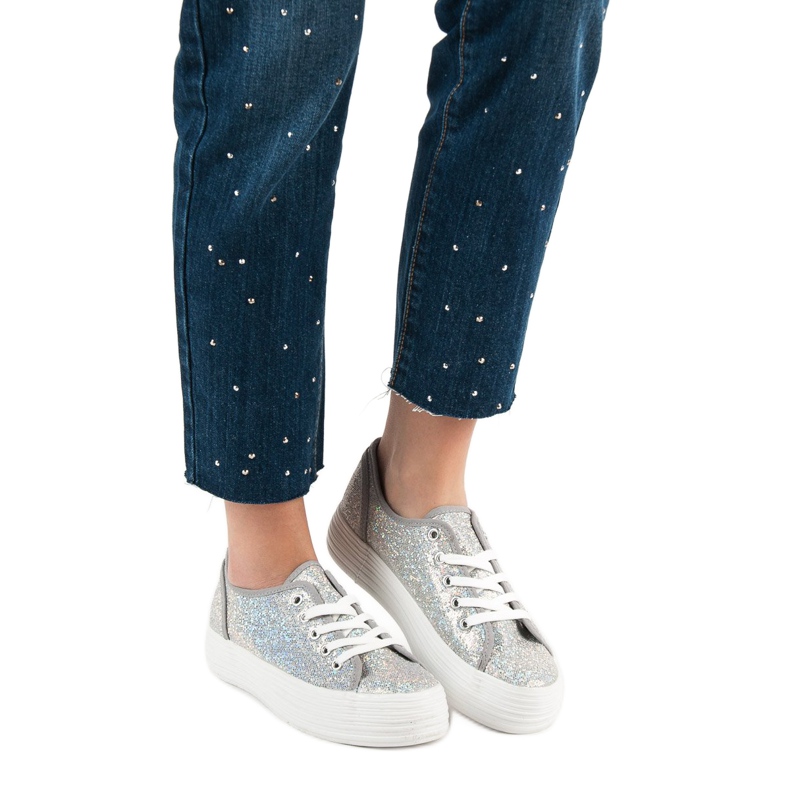 SHELOVET Cipők csillogással szürke 1