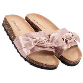 Queen Vivi Alkalmi papucs csillogással rózsaszín 2