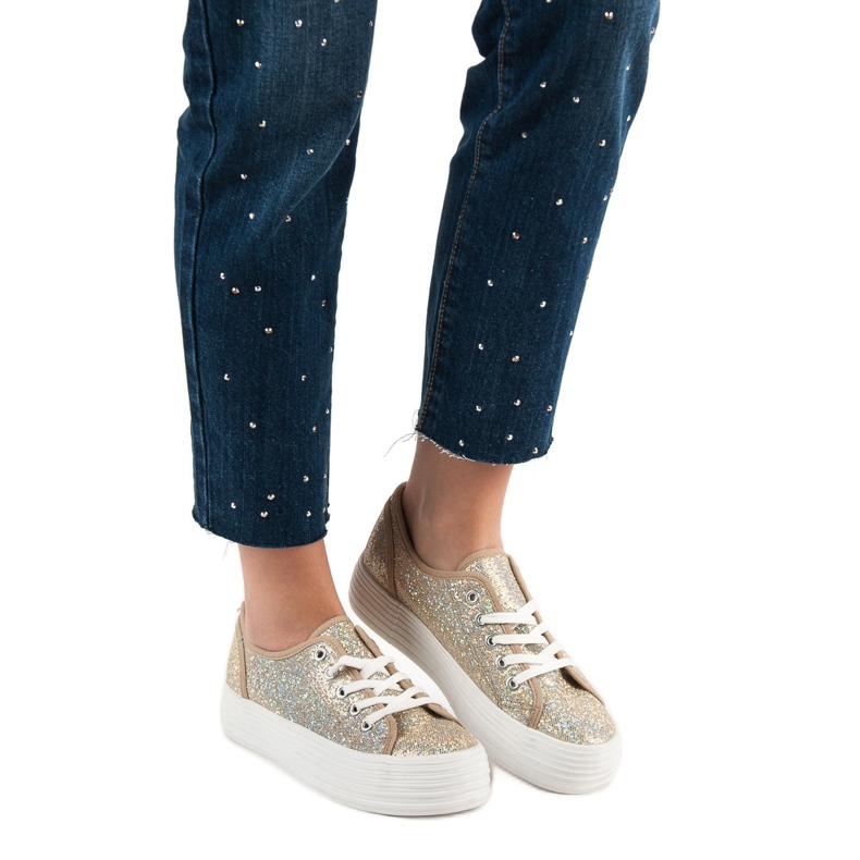 SHELOVET Cipők csillogással sárga 2