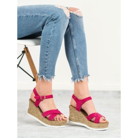 JESSY ROSS Fukszia velúr szandál rózsaszín 2